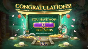 Tampilan visual slot Jade Legends dengan tema naga dan elemen mistis Asia