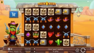 Pemandangan aksi koboi di slot Train Heist Johnny Cash